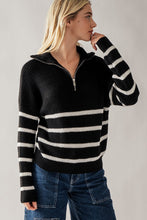 Load image into Gallery viewer, Quarter Zip Striped Sweater

