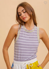 Load image into Gallery viewer, Pin Stripe Rinb Tank - Sage/Grey
