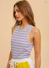 Load image into Gallery viewer, Pin Stripe Rinb Tank - Sage/Grey
