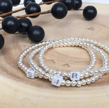 Load image into Gallery viewer, Sterling Silver Beaded Initial Bracelet
