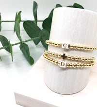 Load image into Gallery viewer, Gold Beaded Cross Bracelet

