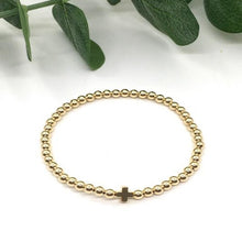Load image into Gallery viewer, Gold Beaded Cross Bracelet
