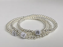 Load image into Gallery viewer, Sterling Silver Beaded Initial Bracelet
