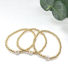 Load image into Gallery viewer, Gold Beaded Initial Bracelet
